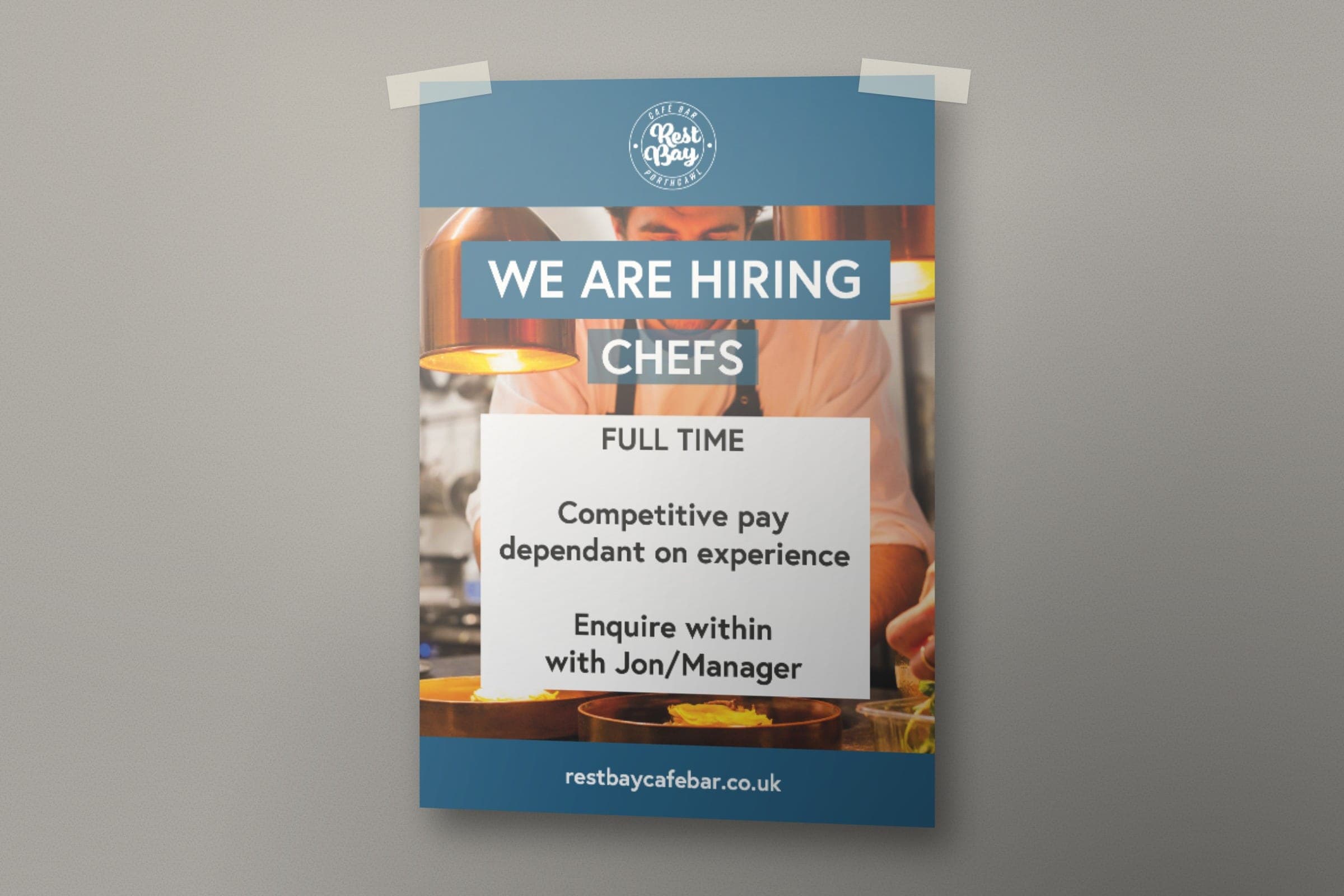 Mockup: the We Are Hiring chefs poster.